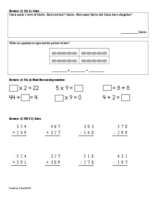 3rd Grade Math Practice Worksheets