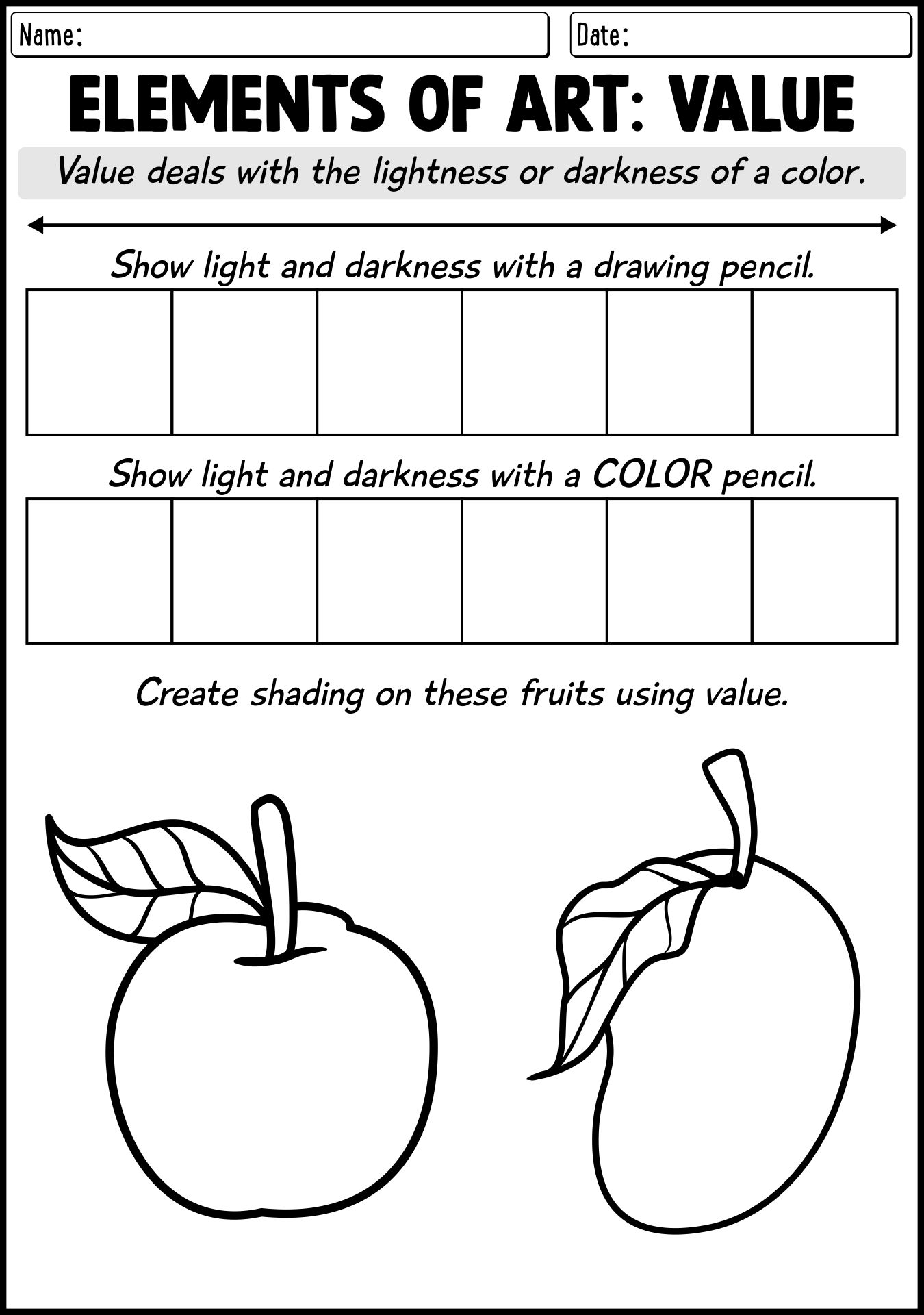 Art Elements Worksheet for Elementary School