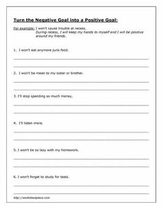 Counseling Goal Setting Worksheet