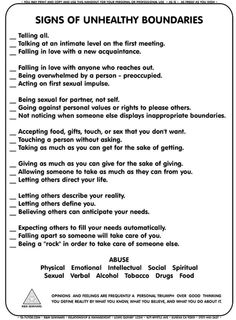 Healthy Relationship Boundaries Worksheets