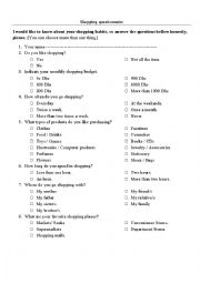 Questionnaire Worksheets Reading