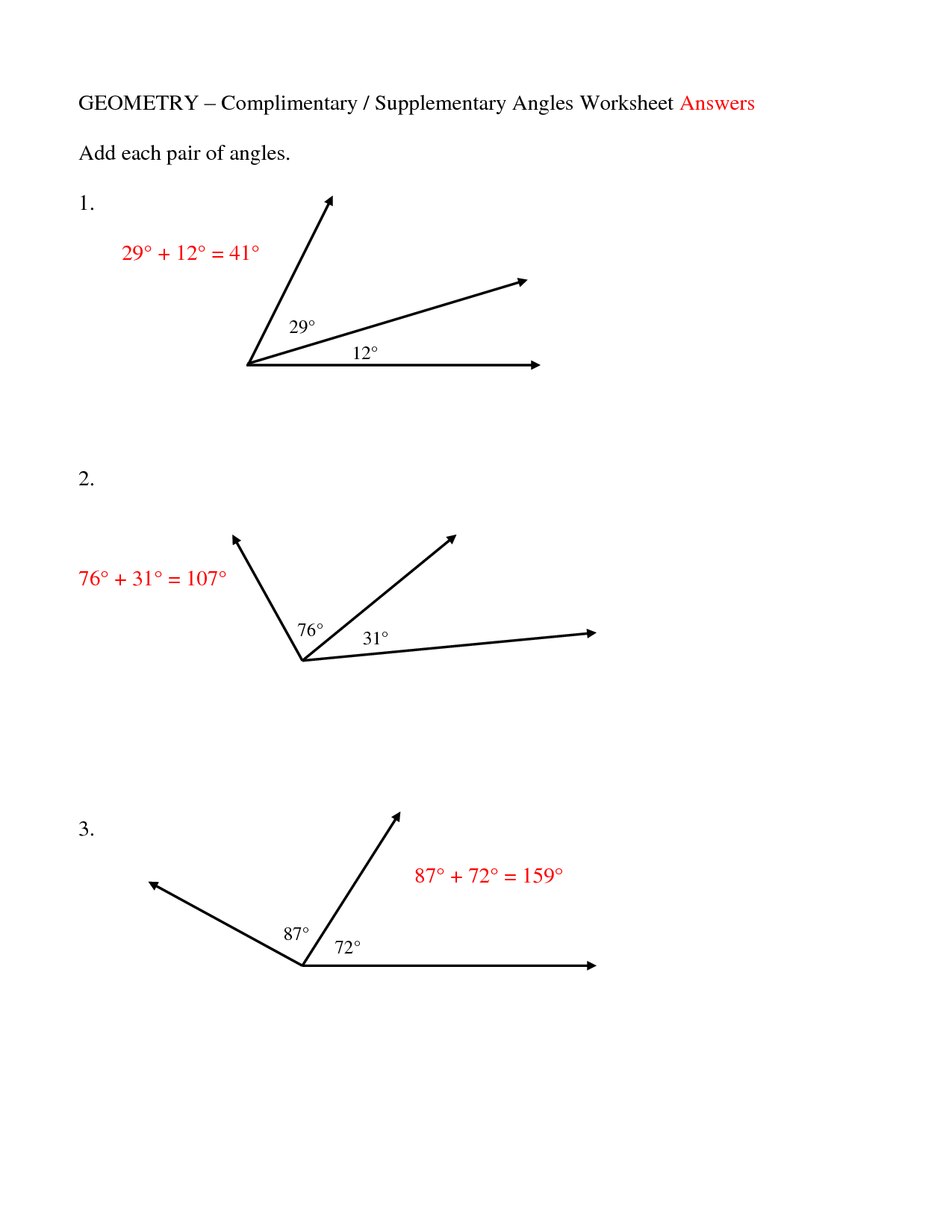 14 Supplementary Angles Worksheet / worksheeto com