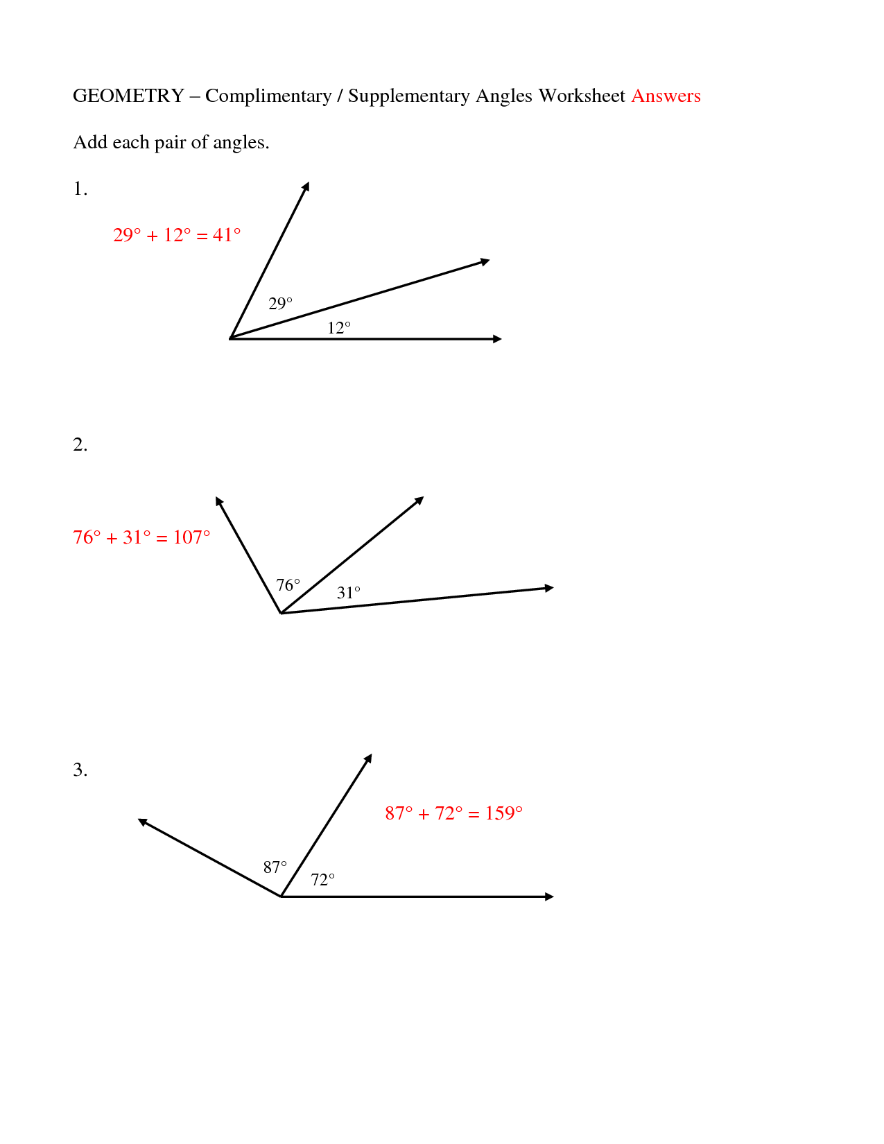 14 Supplementary Angles Worksheet Worksheeto