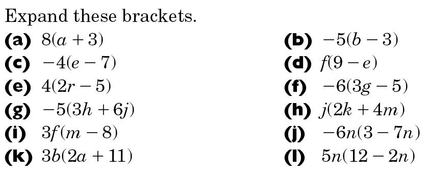 Algebra Expanding Brackets Worksheets