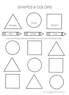 Colors and Shapes Preschool Worksheet