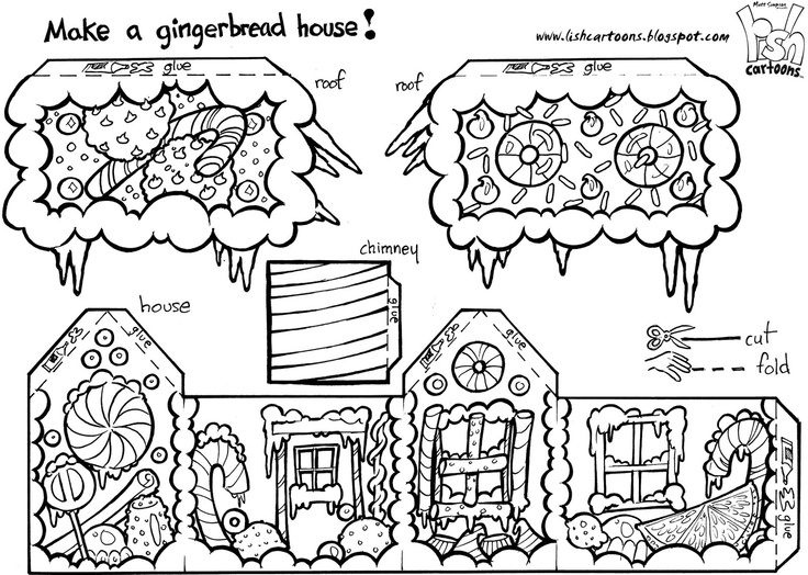 Gingerbread House Cut Out Coloring Pages