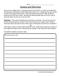 Goods and Services Worksheets