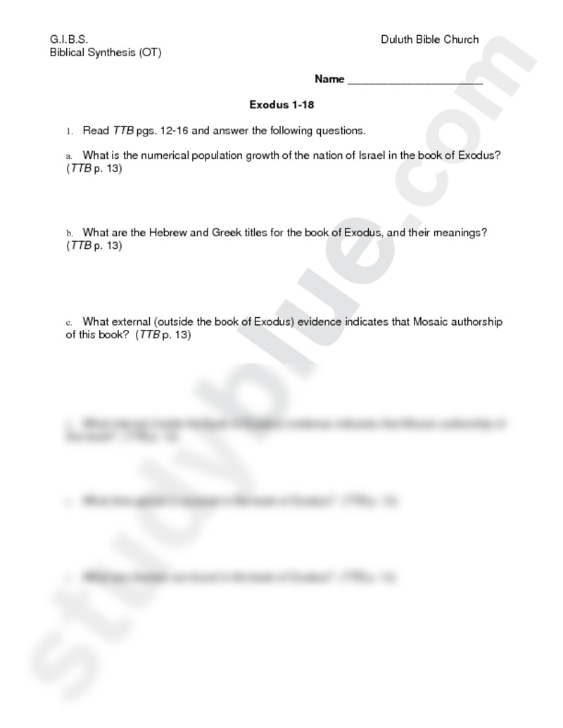 King James Bible Studies Worksheets