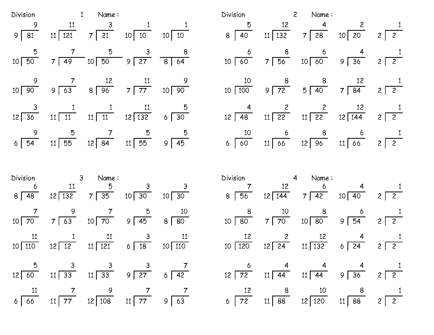 Long Division Worksheets 4th Grade