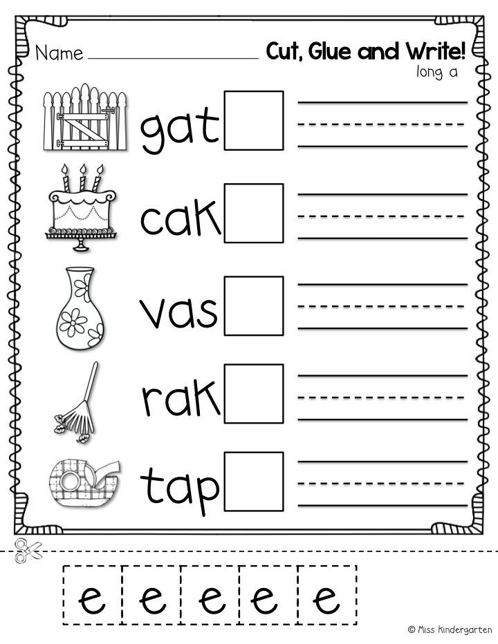 Long Vowel E Words for Kindergarten