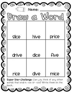 Long Vowel Word Families Worksheets