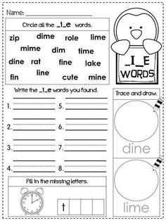 Long Vowel Word Family Worksheets