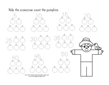 Math Counting Worksheets Scarecrow