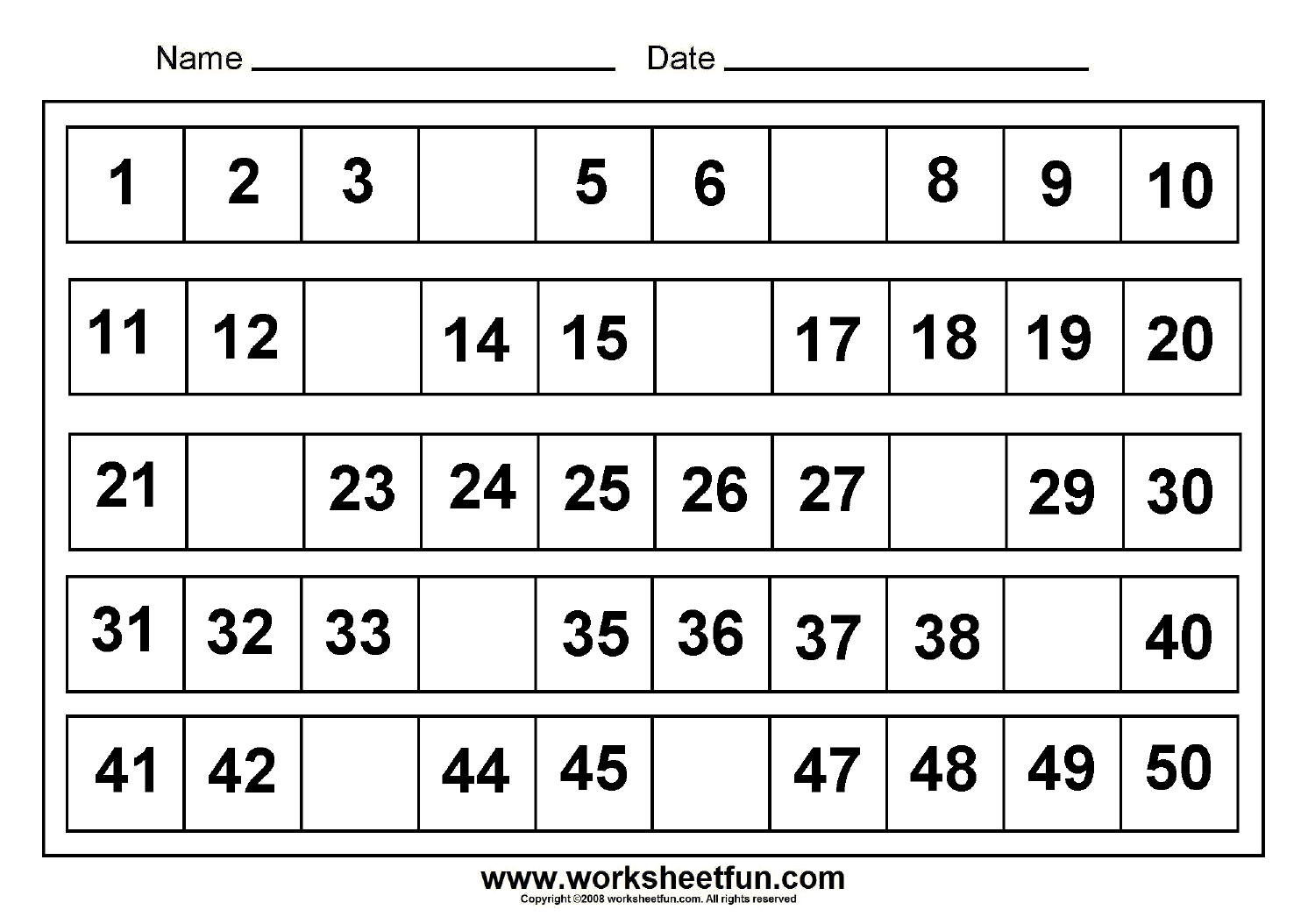 13 Printable Missing Numbers Worksheets 1 30 Worksheeto