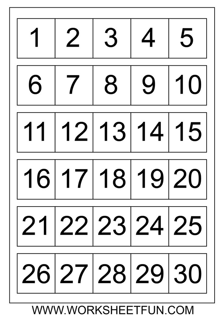 Printable Numbers 1-30