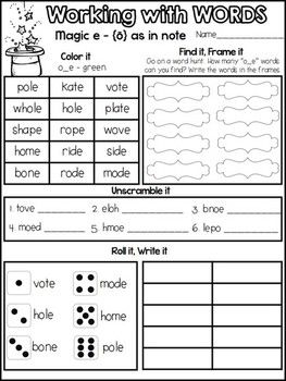 Working with Words Worksheets