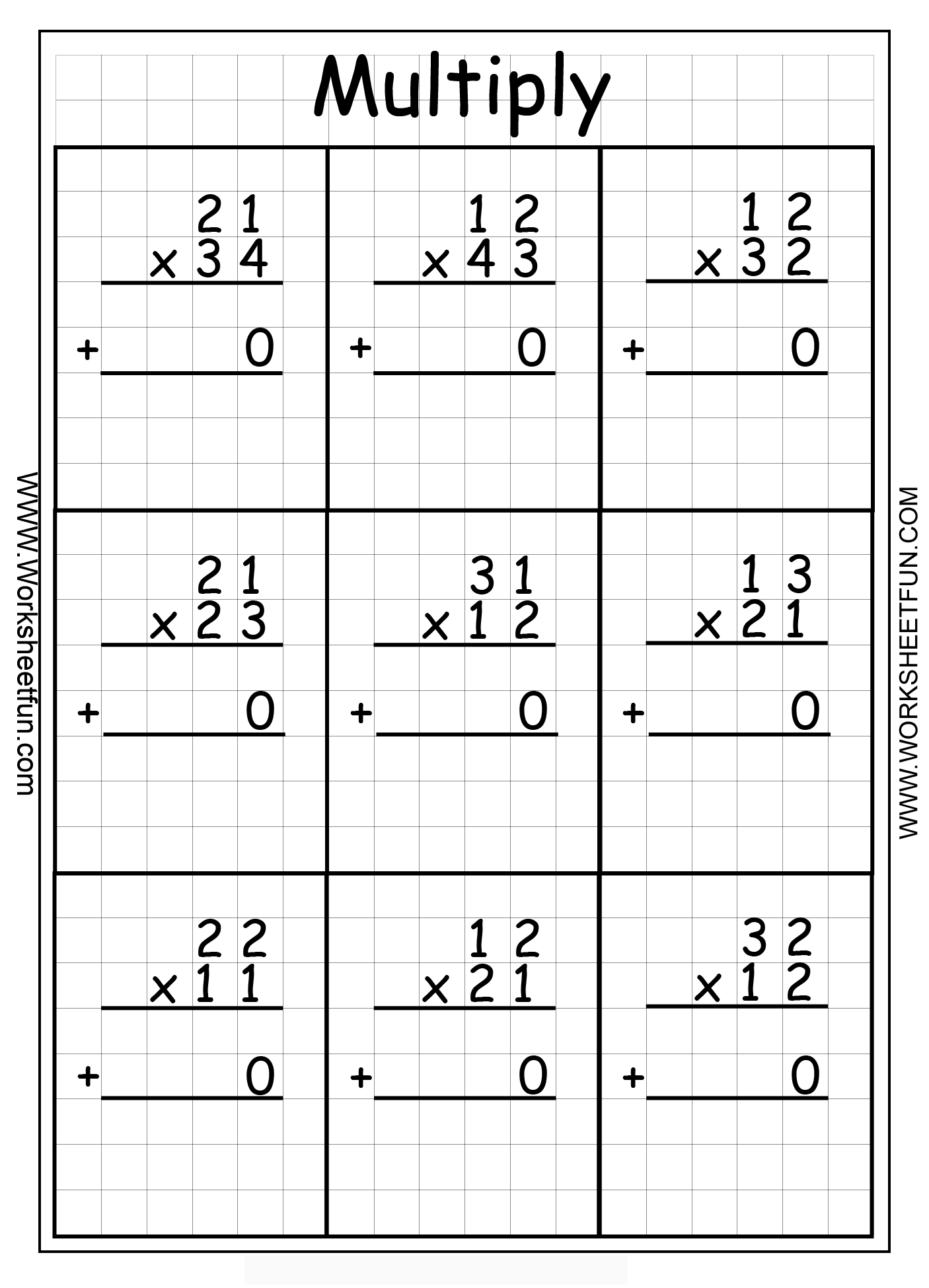 2-Digit Multiplication Worksheets