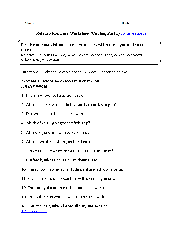 4th Grade Common Core Worksheets