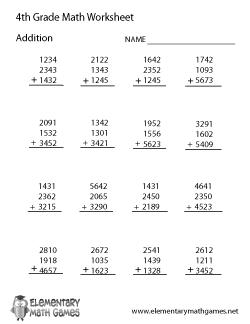 4th Grade Math Addition Worksheets