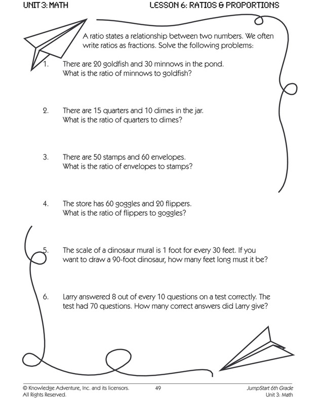 6th Grade Math Worksheets Proportions