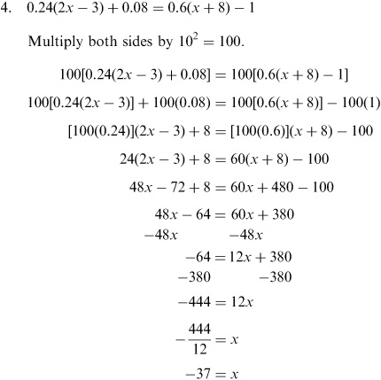 Algebra Linear Equations Practice Problems