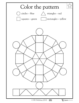 Color Shapes Patterns Worksheets Kindergarten