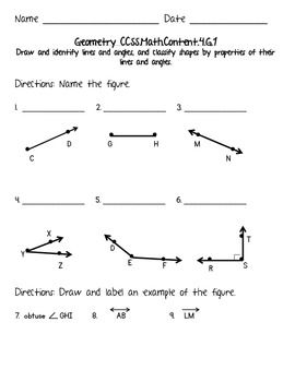 Common Core Math 4th Grade Geometry Worksheet