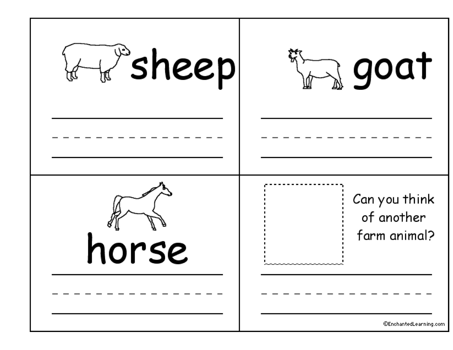 Farm Animal Writing Worksheets