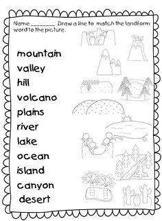 Landforms Worksheets First Grade