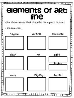 Line Elements of Art Value Worksheet