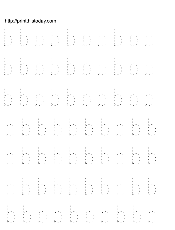 Lower Case Letter B Tracing Sheet