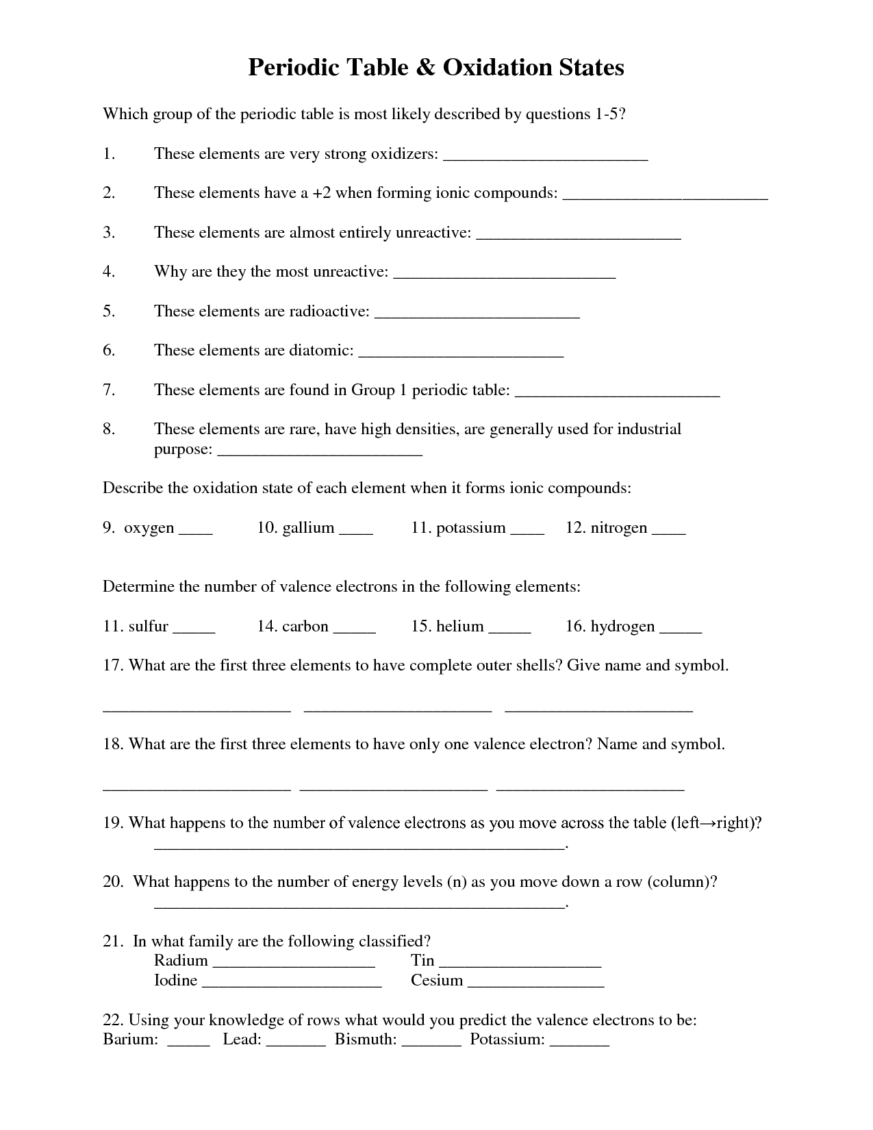 13 Periodic Table Worksheet Fill In Worksheeto