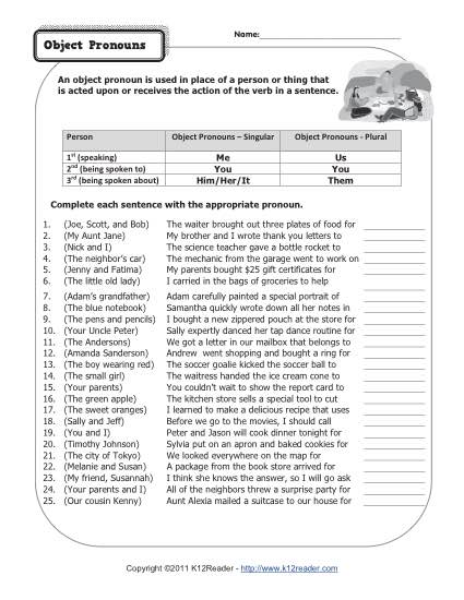 Pronouns Worksheets 6th Grade