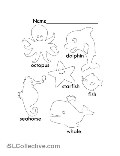 Sea Animals Worksheets for Kids