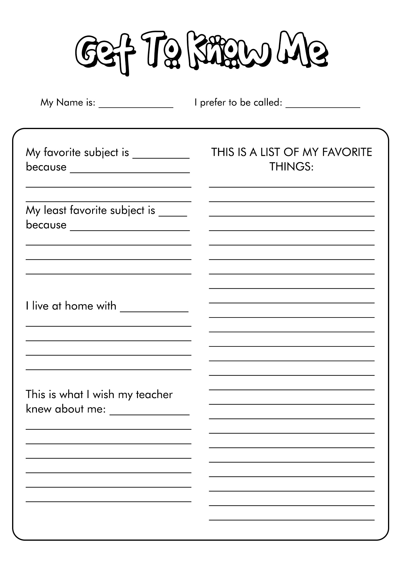 14 All About Me Worksheet Kids - Free PDF at worksheeto.com