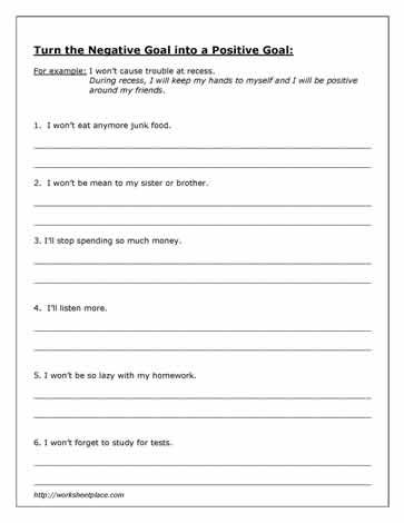 Counseling Goal Setting Worksheet