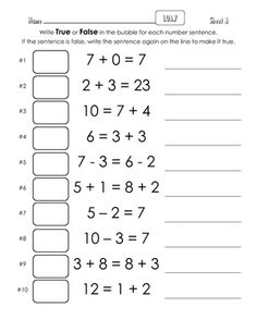 Equal Equations 1st Grade Common Core