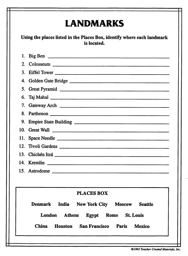 Free Printable Social Studies Worksheets