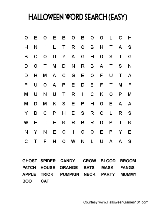 Halloween Word Search Puzzles