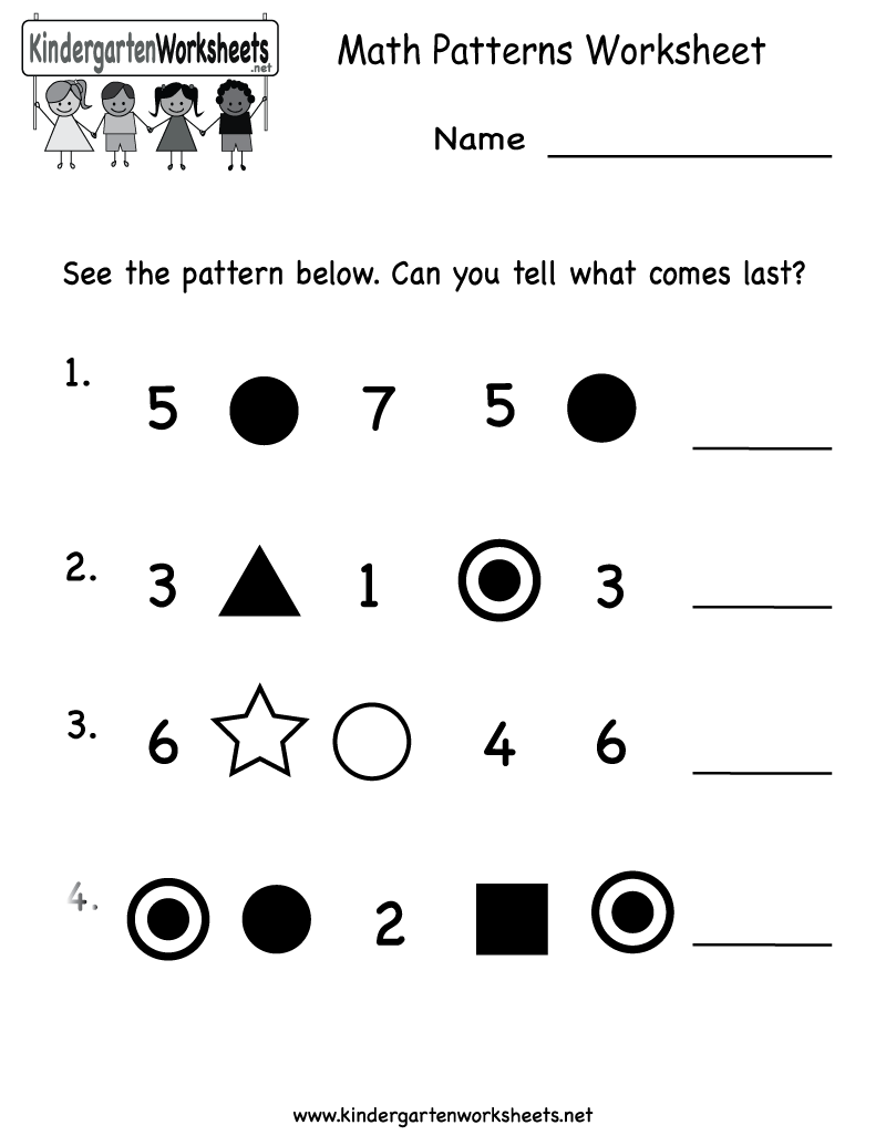 Kindergarten Pattern Worksheets Printables