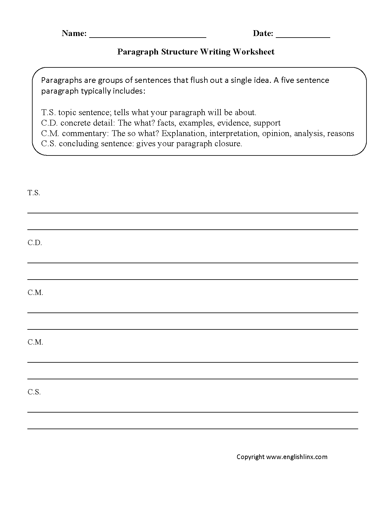 Free Printable Paragraph Writing Worksheets - Printable Templates