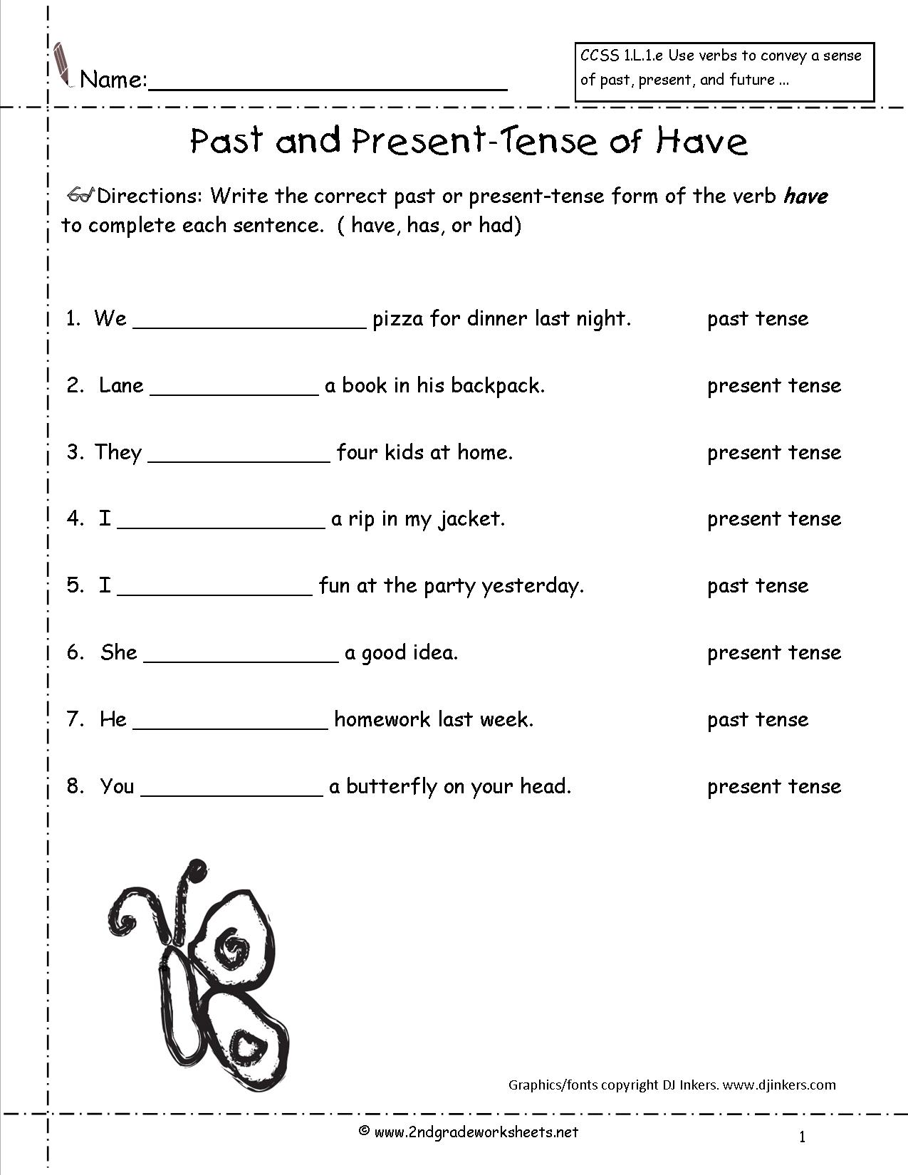 Simple Tenses Of The Verb Worksheet Grade 4