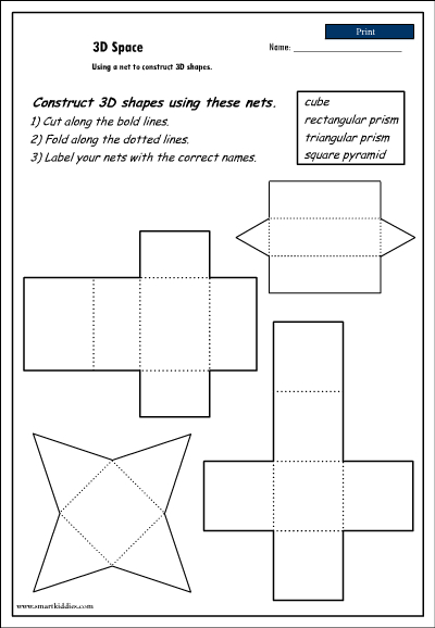 11 3d Shape Nets Worksheet