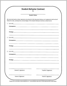 Student Behavior Contract Template