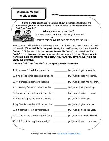 Verb Tense Worksheets 5th Grade