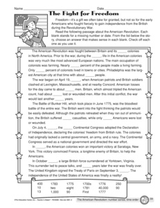 American Revolution Worksheet