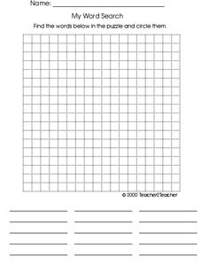 Blank Word Search Template