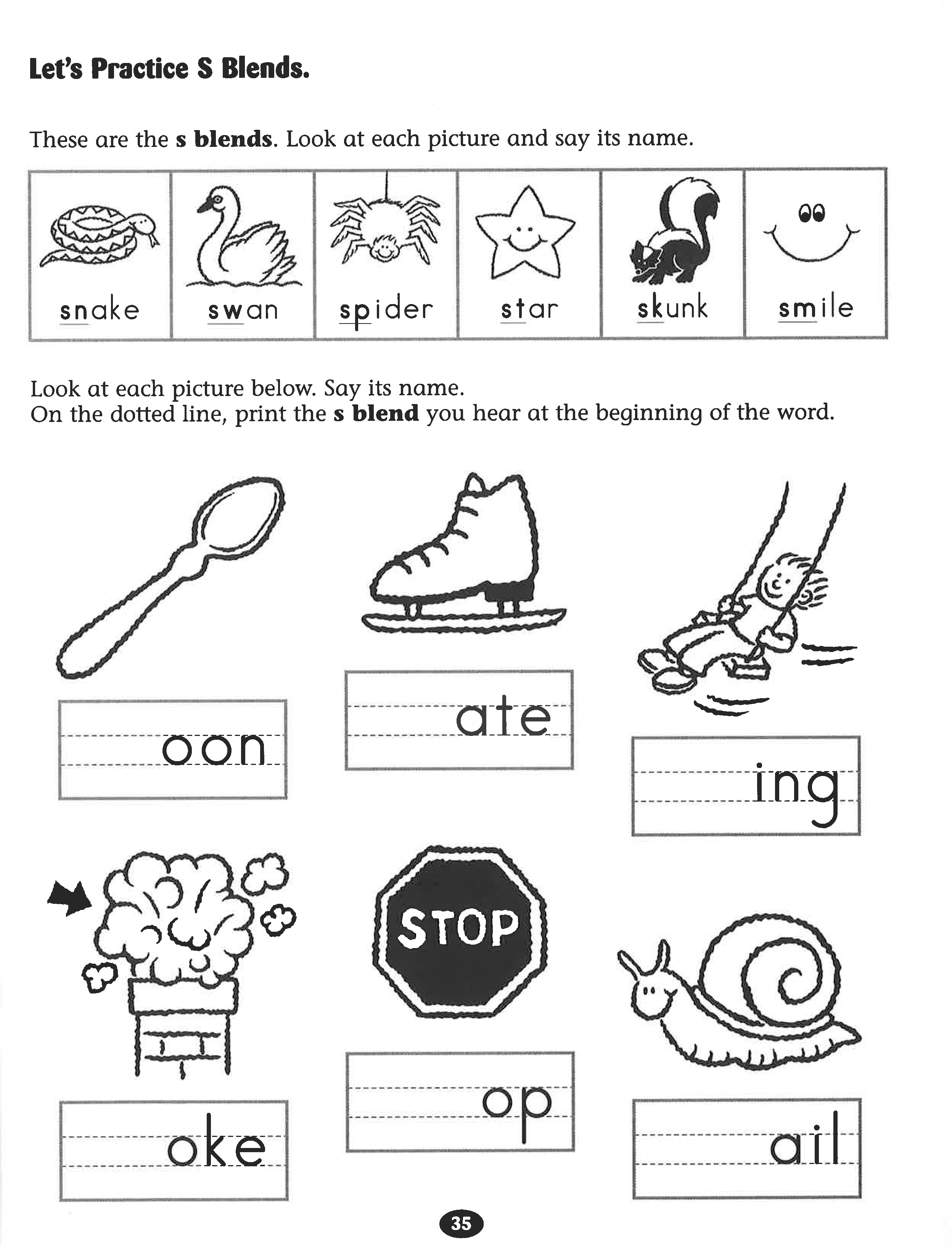 Printable S-Blends Worksheets