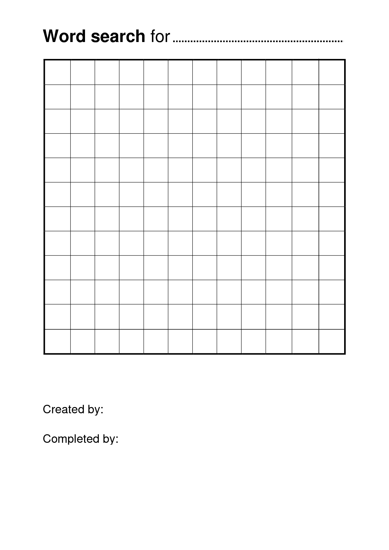 Printable Word Search Template