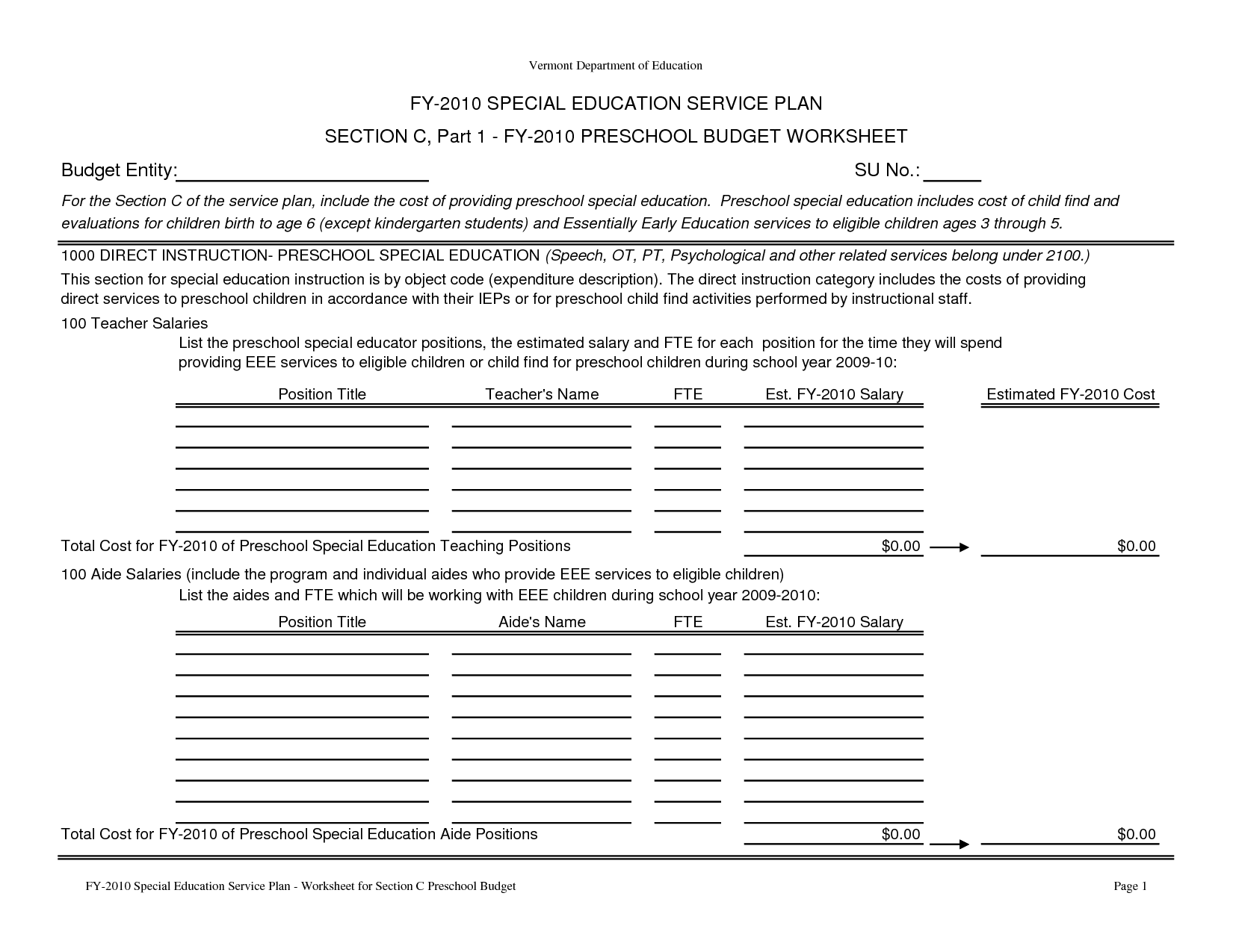 School Budget Template Excel